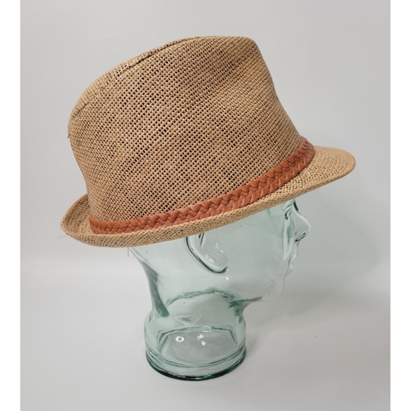 Bass Mens Paper Straw Fedora Hat 22" M? - Picture 4 of 9
